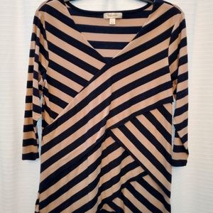 Dressbarn: Large black and tan 3/4 sleeve top